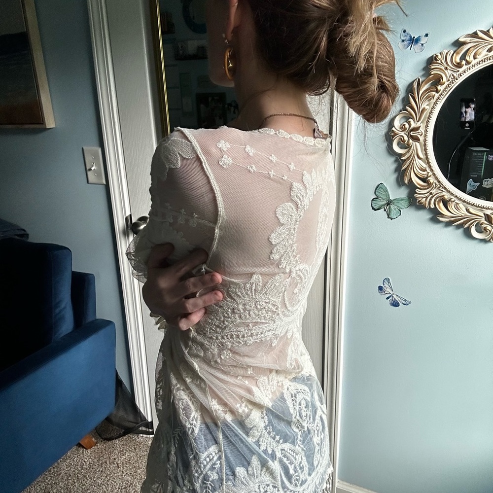 White Lace Sheer Open Coverup